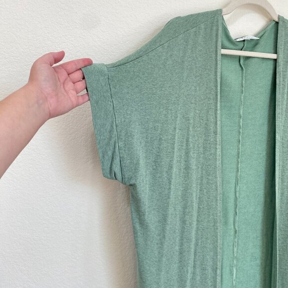 Bryn Walker Stretchy Oversized Short Sleeve Longline Open Cardigan XS Green - Picture 2 of 8